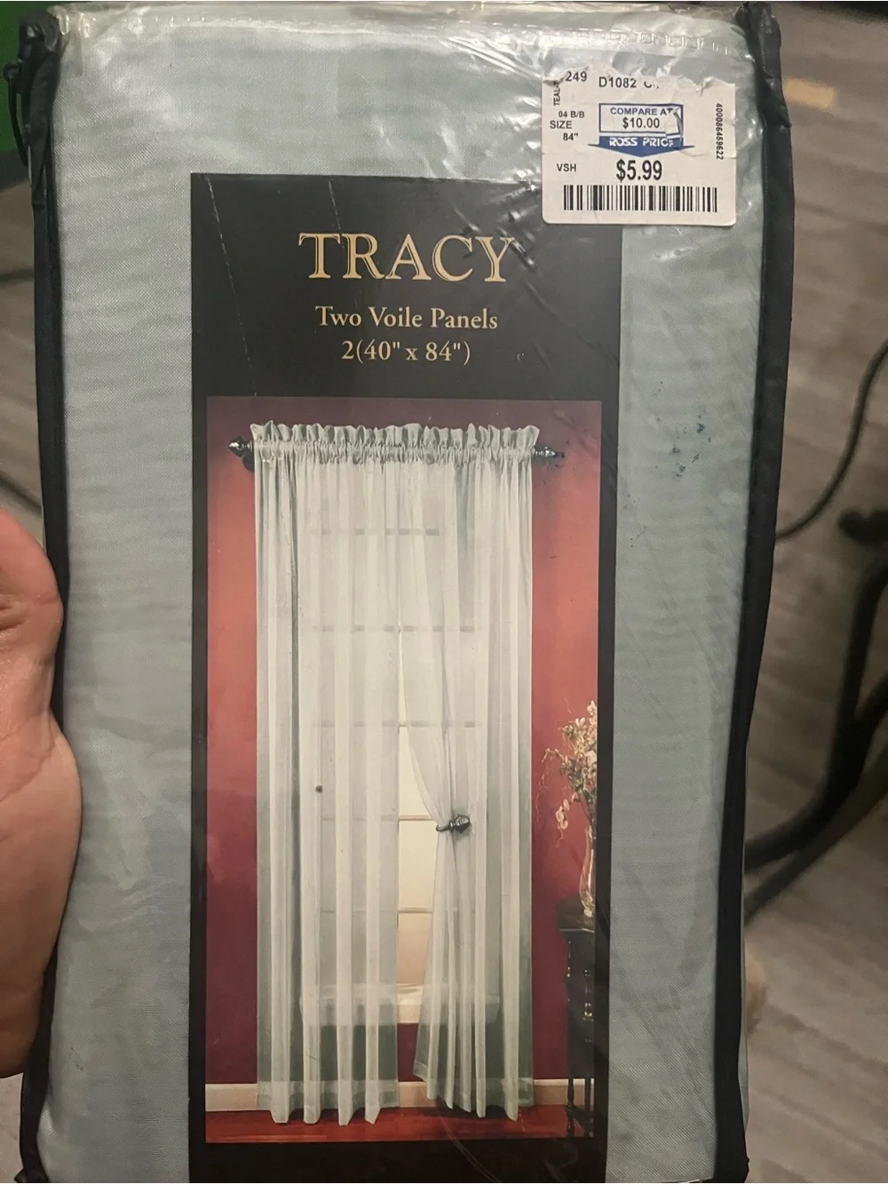 Trac Sheer Voile Curtain Panels in Pale Blue (Set of 2)